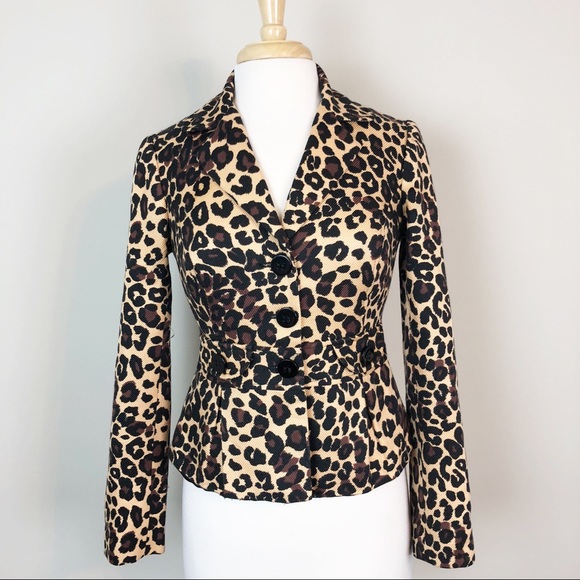 Cache Jackets & Blazers - Caché Animal Print Peplum Jacket